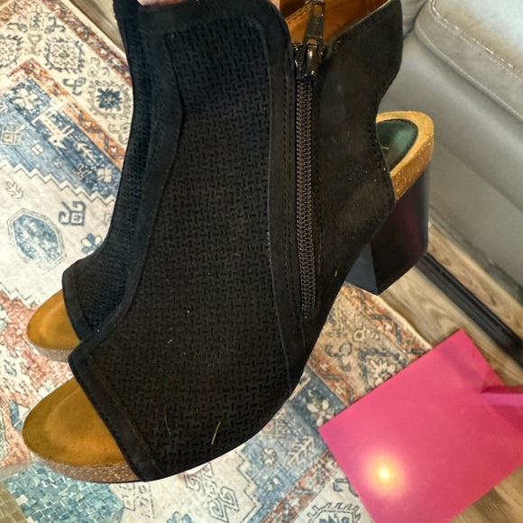 Sofft Black Peep-Toe Ankle Boots - Picture 1 of 5